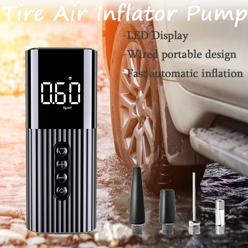 

New 12V Inflatable Pump Mini Portable Air Compressor with LED Lighting Tyre Inflator High Pressure Tire Air Inflator Pump