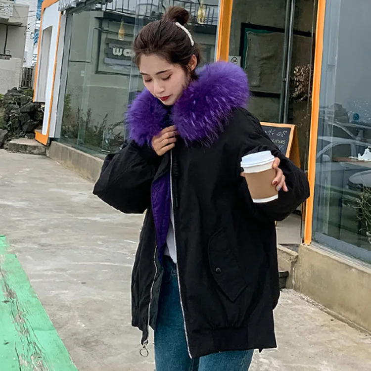 

Cotton Coat Women's 2018 New Style Winter Korean-style Short down Feather Cotton-padded Jacket Large Fur Collar College Style GI