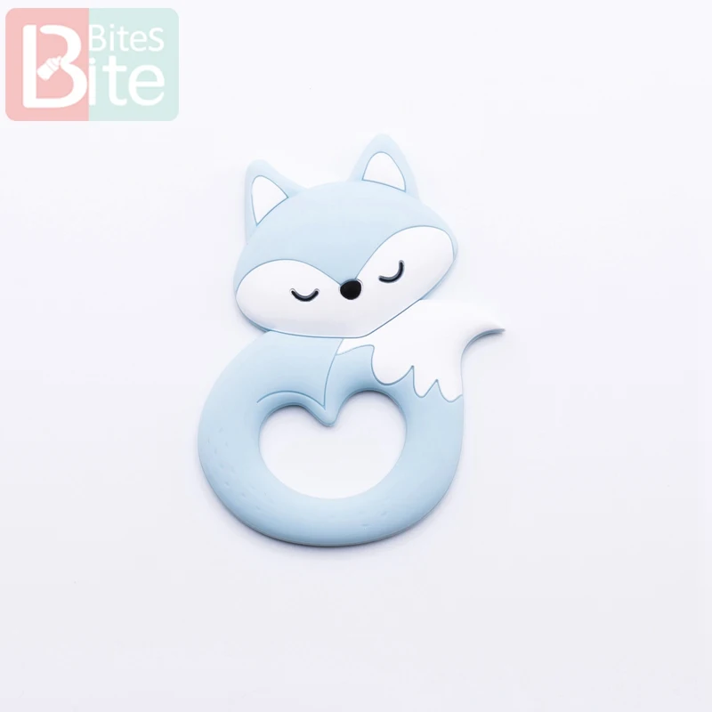 Fox Blue 1 шт. силиконовый грызун динозавр, Прорезыватель для зубов, BPA бесплатно, подвеска для зубов, сделай сам, цепочка для соски для детей, BPA бесплатно, Прорезыватель для зубов - Цвет: Fox Blue