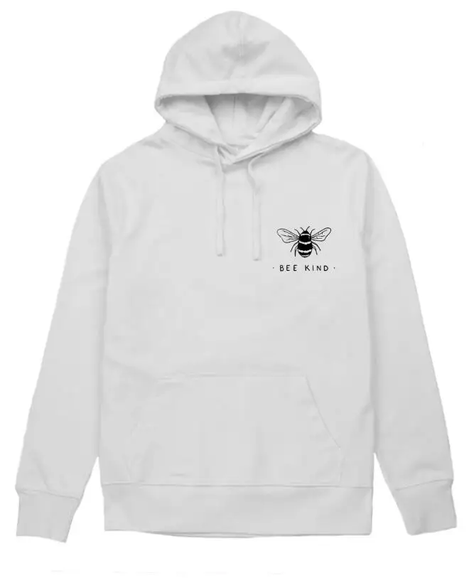 Женские толстовки с капюшоном BEE KIND, модные топы с надписями и графическим принтом, хлопок, Зимние толстовки, Прямая поставка - Цвет: White-black text