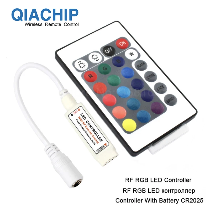 

QIACHIP DC 12V Mini RGB RF Remote USB 24 Key Wireless Controller For 3528 5050 RGB LED Strip Light Remote Controller Dimmer
