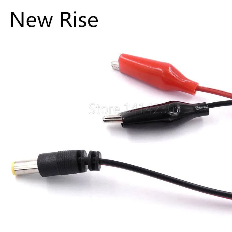 Alligator clip to 1 Male DC power plug connector adapter 20cm Wire DC 5.5*2.1mm Red black clips Crocodile test leads 1PC 2 alligator clips test leads