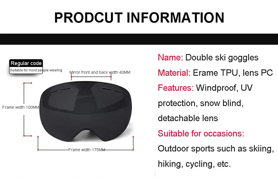 Двухслойные лыжные очки, лыжные очки для мужчин и женщин, очки для сноубординга, катания на коньках, UV400, противотуманные очки, лыжная маска
