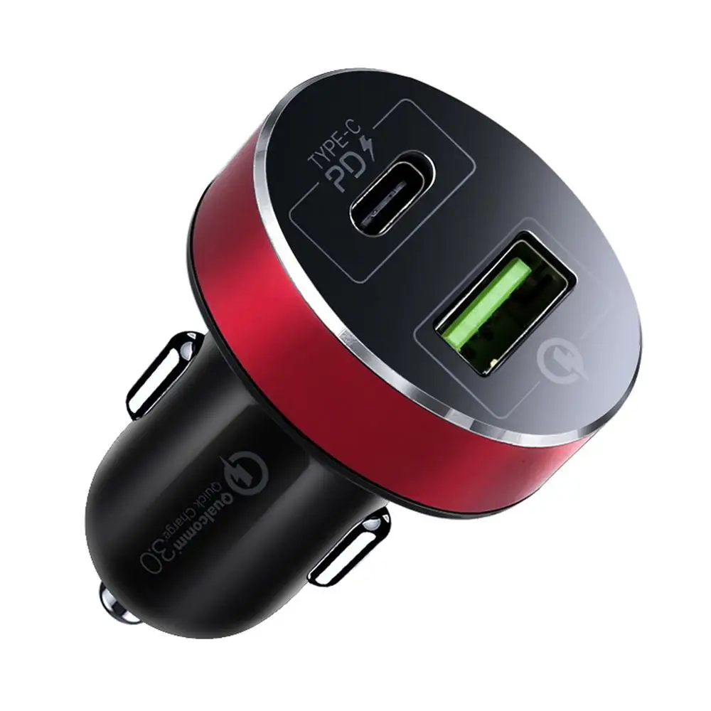 red Быстрая зарядка 3,0 USB Автомобильное зарядное устройство для Xiaomi huawei супер зарядка QC 3,0 быстрая PD USB C автомобильное зарядное устройство для телефона - Цвет: red