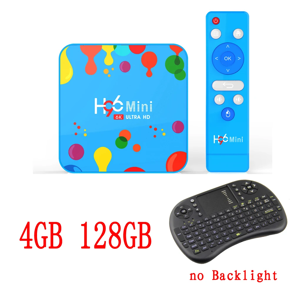 ТВ-приставка H96 Мини Android 9,0 4 Гб ОЗУ 128 ГБ 5,8 Wifi Allwinner H6 четырехъядерный USB 3,0 6K Google плеер Youtube Tanix телеприставка - Цвет: 128GBwith i8keyboard