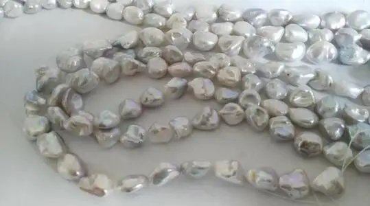 Luster11-12mm серебряное серое жемчужное ожерелье в стиле барокко с южным морем 18 дюймов 925 серебро KKK