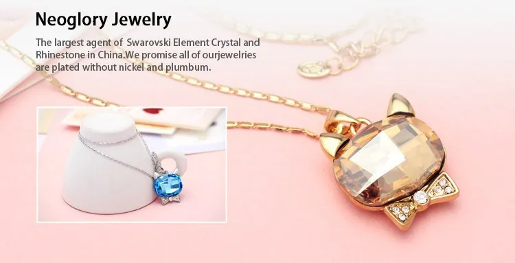 Neoglory Высокое качество Австрия Кристалл Rhinestone животного милый Кот Дизайнер Подвески Для женщин Подарки Оптом cle B1