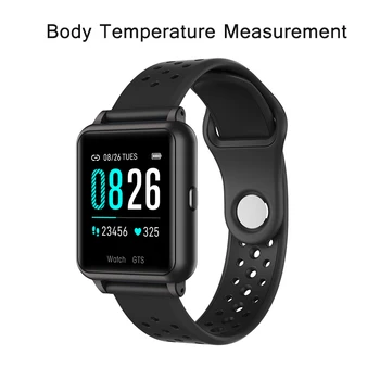 

2020 Touch Screen Smart Watch Sport Fitness Tracker Body Temperature Blood Pressure monitoring Watch Waterproof Smart bracelet