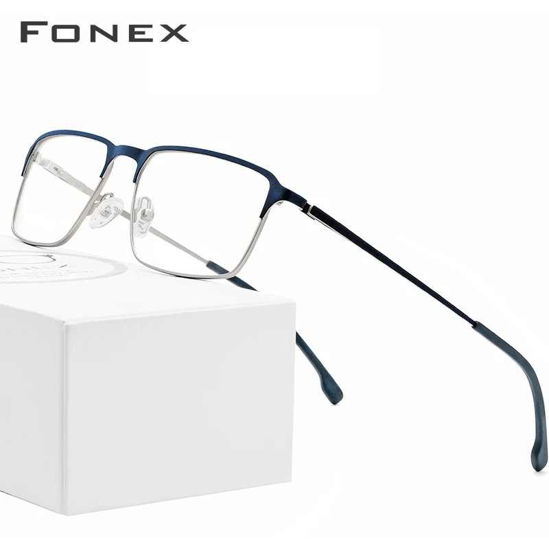 FONEX, сплав, очки, мужские, по рецепту, оправа для очков, ультра-светильник, полная оправа, квадратные, для близорукости, оптические оправы, Безвинтовые очки 7052