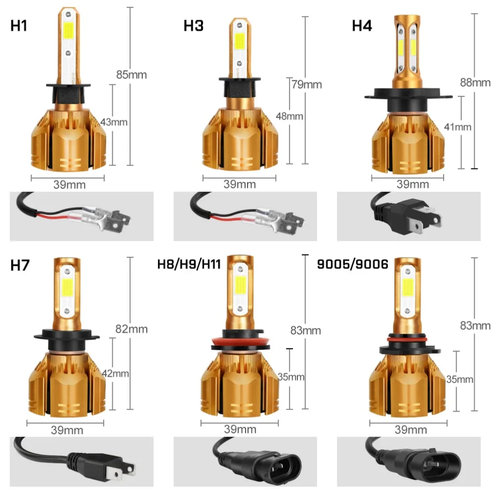 LED Car Headlight Bulbs H1 H3 H4 LED H7 H11 HB3 9005 HB4 9006 H13 9004 HB1 9007 HB5 9012 HB2 10000LM Auto Fog Light Lamp 60W 12V