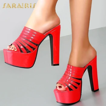 

Sarairis 2020 New Arrivals Plus Size 48 Slip-On Peep Toe Summer Shoes Woman Pumps Mules Platform Slip On High Heels Pumps Women