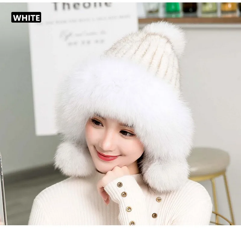 2019 однотонные меховые шапки для женщин, зимняя Корейская версия, норковая меховая шапка, мех лисы, шарик, шапка-бомбер, шапка принцессы