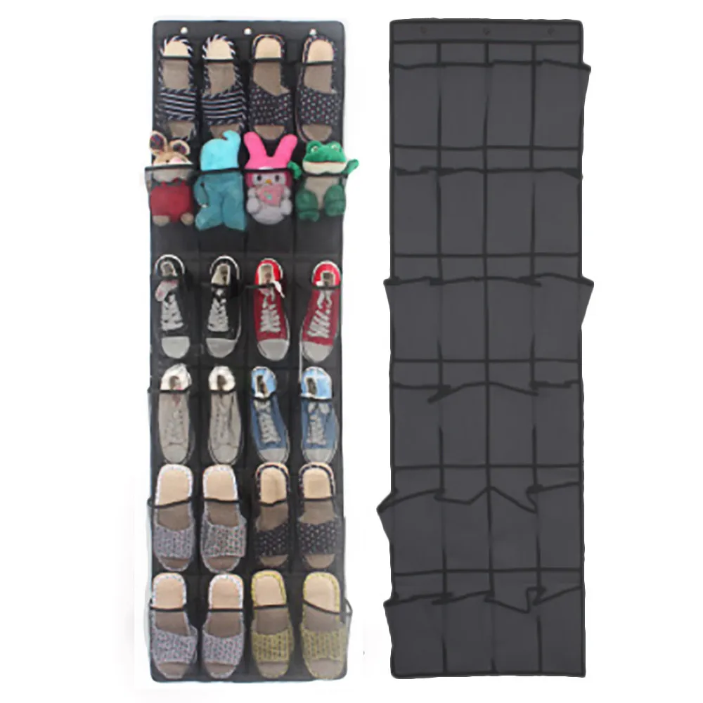 24 Pocket Shoes Door Hanging Storage Bag Rack Wall Hanging Bag Storage Cabinet Wall Shelf Save Space#YL10 - Цвет: Black