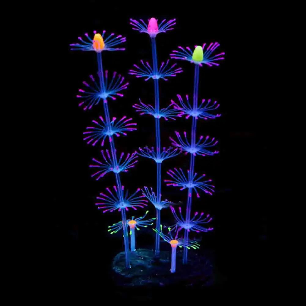 Силиконовый Искусственный аквариум флуоресцентный эффект Коралловая рыбка чаша Растения Орнамент подводный живое растение водные светящиеся орнамент - Цвет: Коричневый