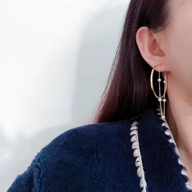 Y211 Fine Jewelry 18 K Yellow Gold Natural Diamonds Japan Origin Akoya Pearls 3-4mm Drop Earrings for Women Fine Pearls 2