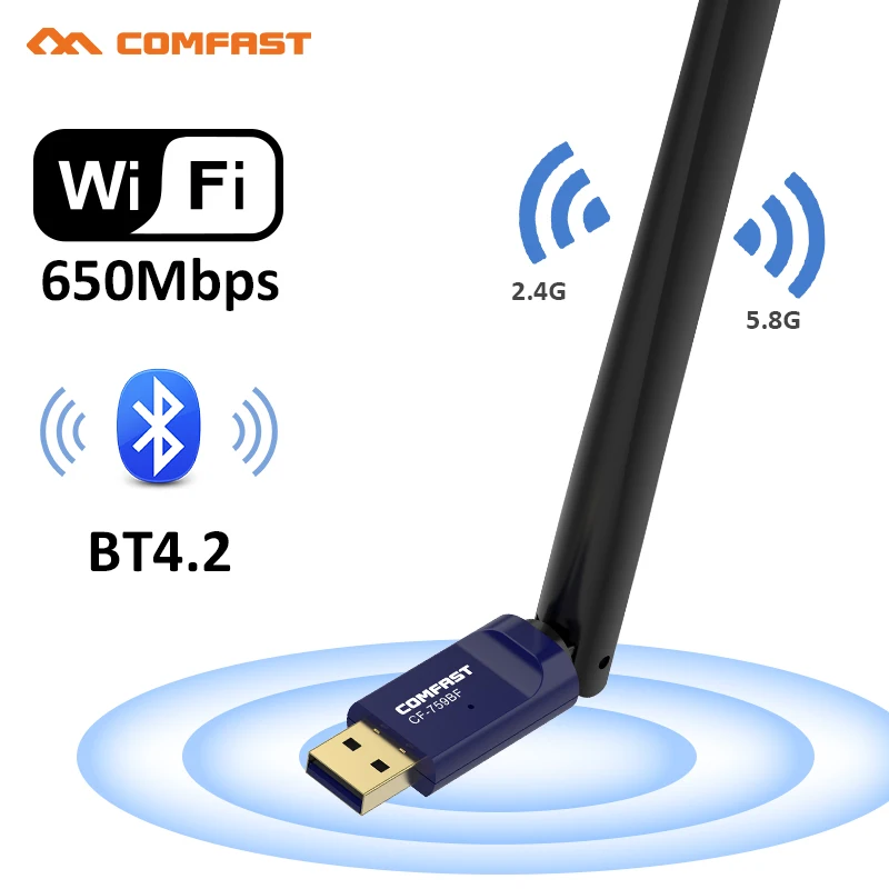 10 шт. AC600 Wi-Fi bluetooth карта 650 Мбит/с Бесплатный драйвер USB адаптер 5 ГГц 802.11AC антенна