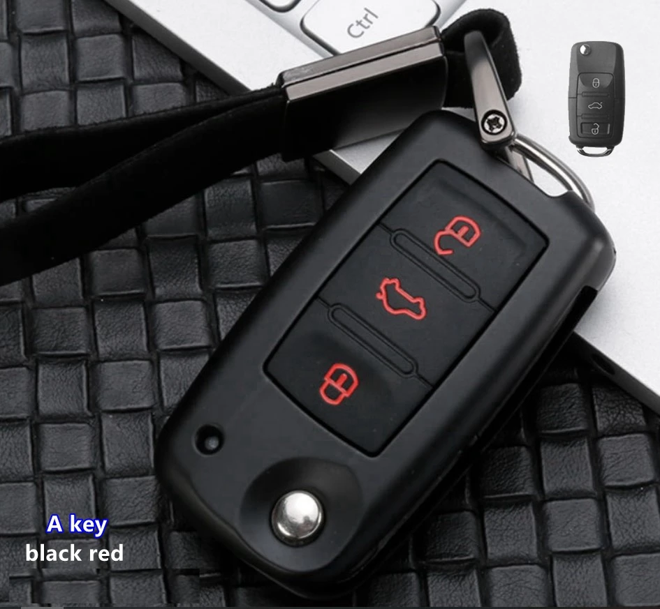 B key Автомобильный чехол для ключей из углеродного волокна для Volkswagen Golf 7 Tiguan MK2 Touran Skoda Octavia A5 A7 Kodiaq Fabia Rapid Seat - Название цвета: B key