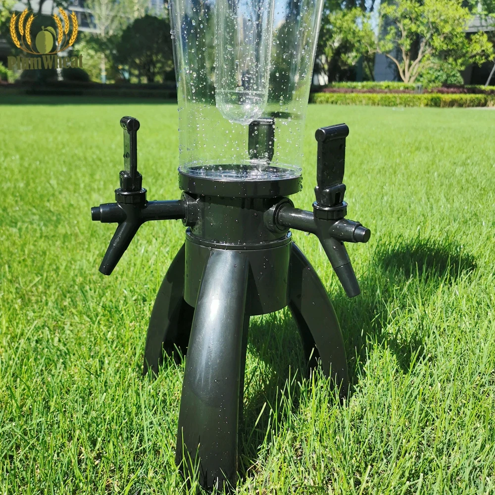 4 Pieces PlumWheat Beer Tower Dispenser with 3 Taps Ice Tube