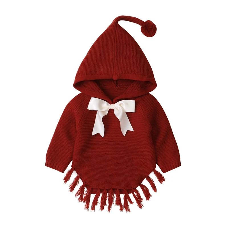 

Fashion Newborn Baby Girl Knitted Sweater Spring Autumn Infant Toddler Child Sweater Pullover Hooded Baby Clothes 0-2Y