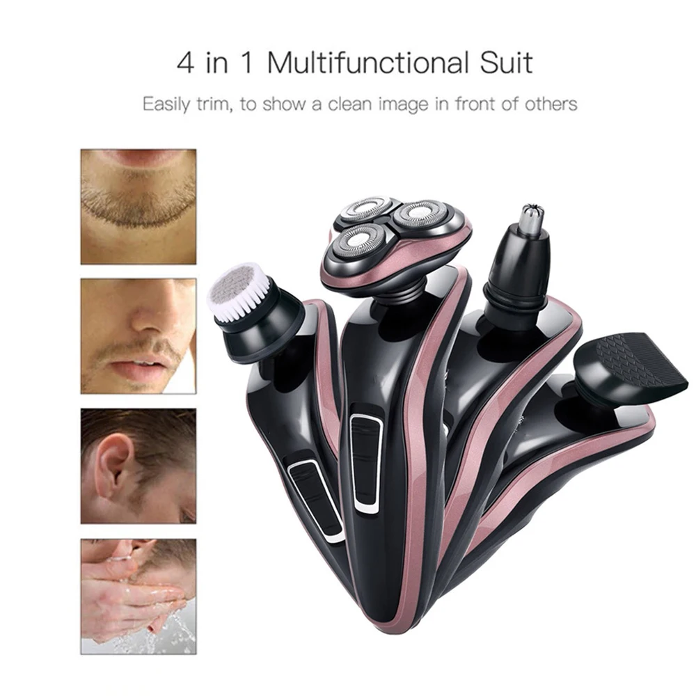 

Multifunctional 4-in-1 4D Rechargeable Shaver Three-blade Electric Shaver Men's Washable Beard Trimmer Shaker