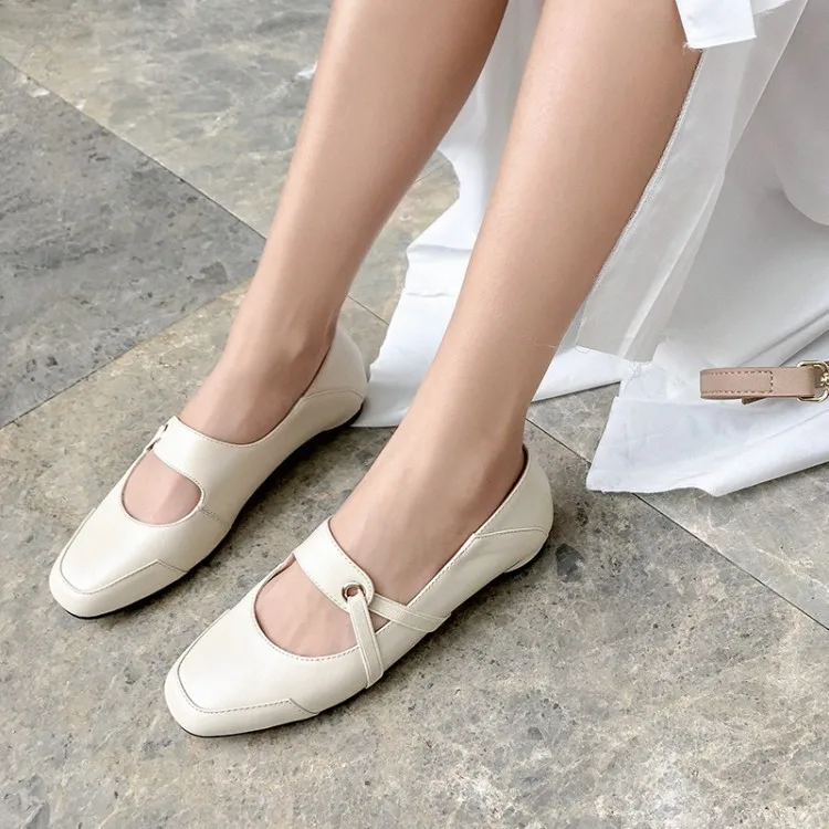 

Spring And Autumn New Style Low-Cut Korean-style Ladies' Shoes Square Head Ballet Foot Covering Love Students Shoes Flat Top Sho
