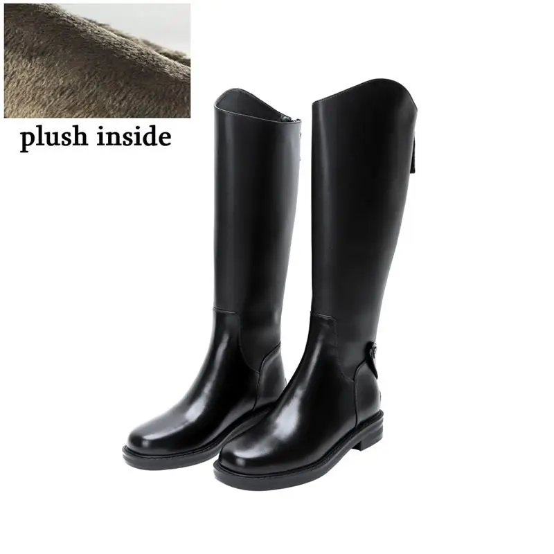 plush inside YINKOGET/размеры 34-43, модные очаровательные женские сапоги из натуральной кожи женские сапоги до колена осенне-зимние высокие сапоги для девочек - Цвет: plush inside