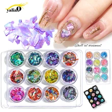 YALIAO Nail Art décorations 12 pièces couleurs mélangées coquille concassée paillettes cristal irrégulier manucure bricolage outil flocon curseur tranche(China)