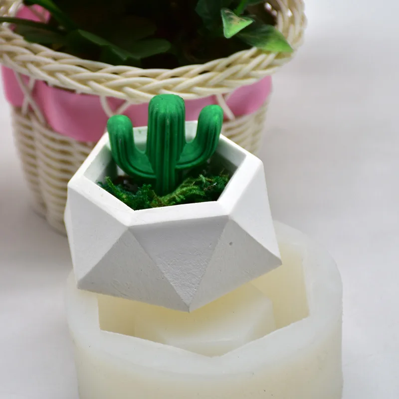 

Fondant Chrismas Molds DIY Polygon Flowerpot Modeling Ultra Light Cake Silicone Concrete Flower Pot Mold 9*3.8cm