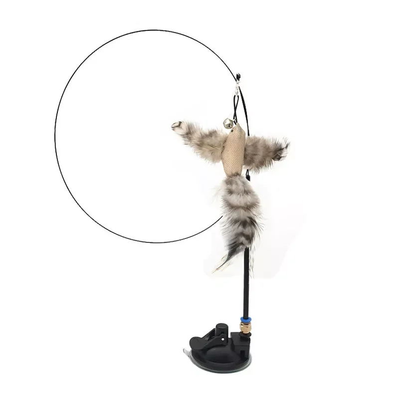 Suction Cup Simulation Bird Interactive Cat Toy Detachable Replacement Feather Bird for Kitten Teaser Play Chase Cat Stick Toys 