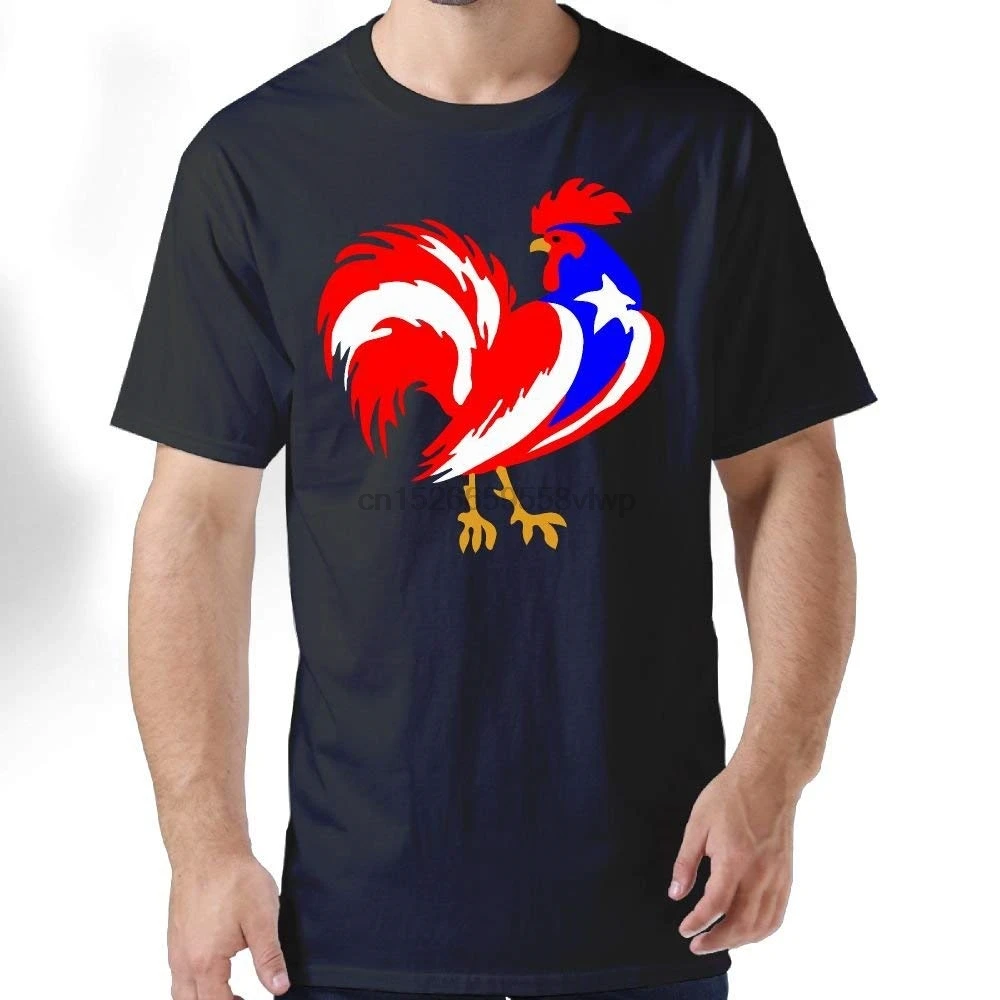 Puerto Rico Flag Rooster Men's Classic Short-Sleeve Crewneck Cotton T-Shirt