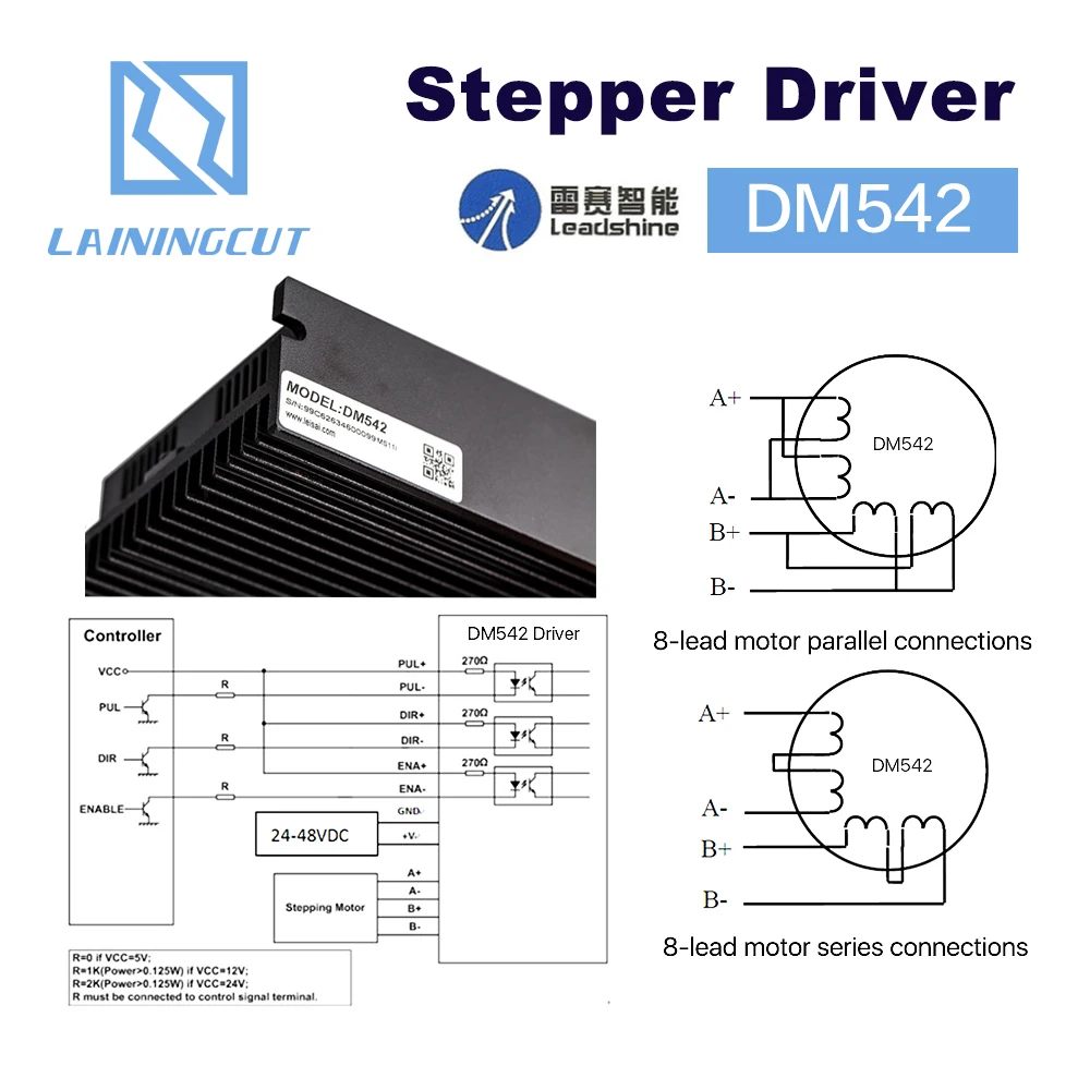 LSKCSH высокое качество Leadshine 2 трехфазного шагового двигателя DM542 20-50VAC 1,0-4.2A для Co2 лазерный режущие гравировальные станки