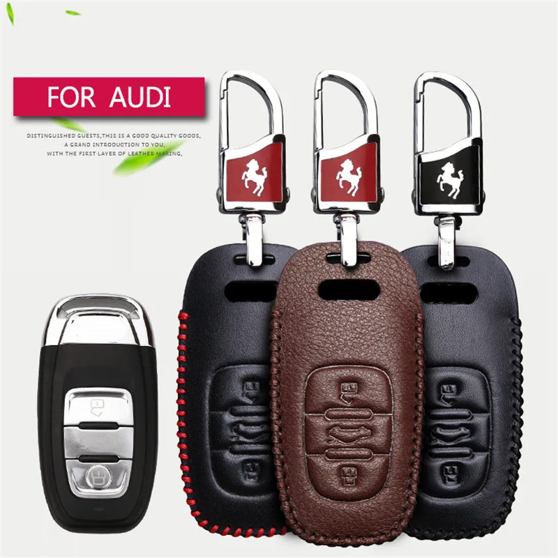 Leather Car Key Case Fob Cover For Audi A1 A3 A4 A5 A6 B6 B7 B8 B9 8P 8V C5 C6 Q5 Q7 4M Q8 TT MK1 Ring Bag Accessories | Автомобили и