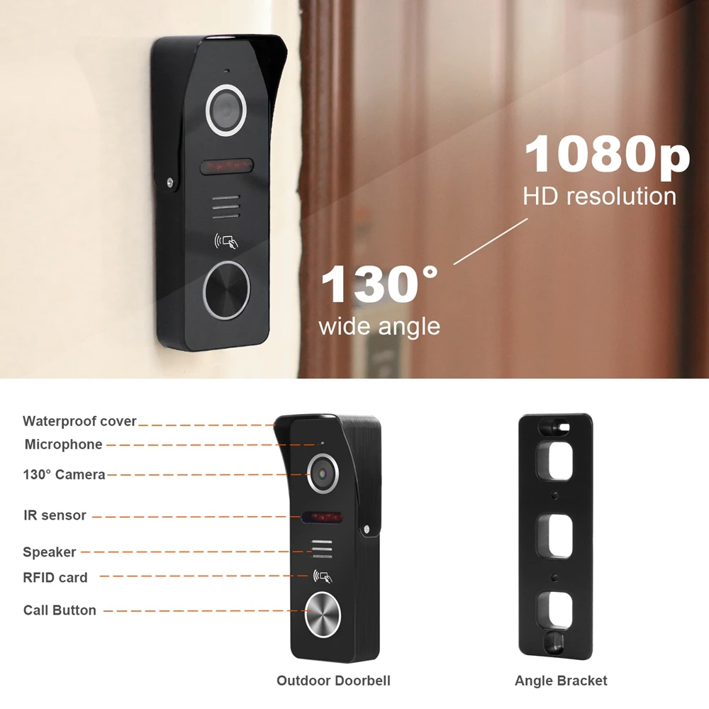 Видеодомофон HomeFong Wi Fi 10 дюймовый сенсорный экран HD 1080P|Видеодомофон| |