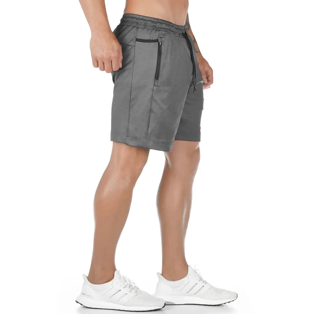 Быстросохнущие мужские шорты для бега, для тренажерного зала, фитнеса, занятий спортом, Бермуды для пробежек, тренировок, короткие штаны, летние мужские пляжные тренировочные брюки с несколькими карманами - Цвет: Серый