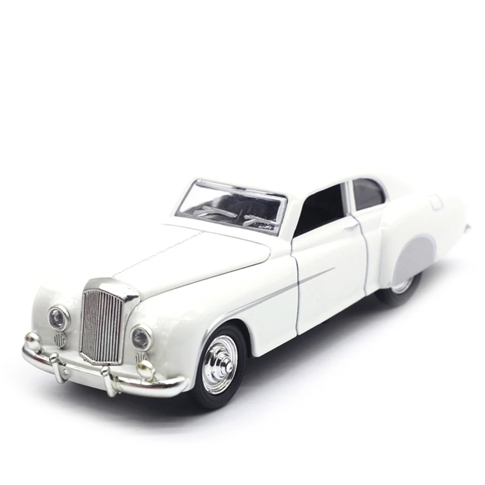 Литая под давлением винтажная модель автомобиля вытяжной автомобиль со звуком светодиодный детский игрушечный настольный декор со звуком светильник вытяжной назад игрушечный автомобиль подарки - Цвет: Белый