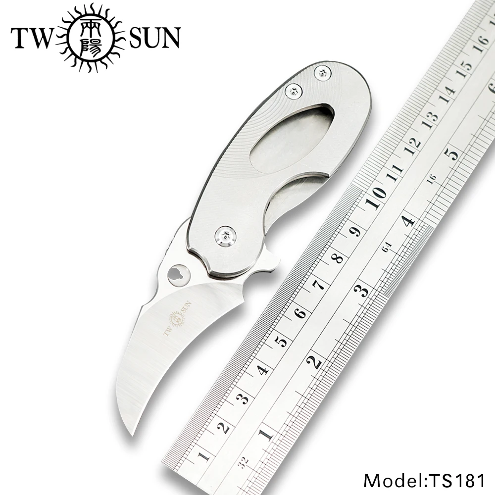 

TWOSUN knives MINI M390 blade Folding Knife Pocket knife camping outdoor survival tool EDC TC4 Titanium Fast Opening TS181