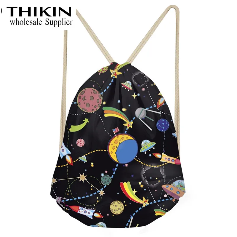 THIKIN 3D космическая планета печати подростка мальчика большой мягкий рюкзак тренажерный зал мешок для мужчин многофункциональный мешок шнурок Cinch Sack - Цвет: as picture