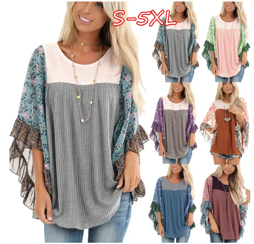Pull Manches Chauve Souris Pour Femmes Patchwork Imprime Grande Taille Xxxl 5xl Style Boho Pull Pour Femmes Hauts Aliexpress
