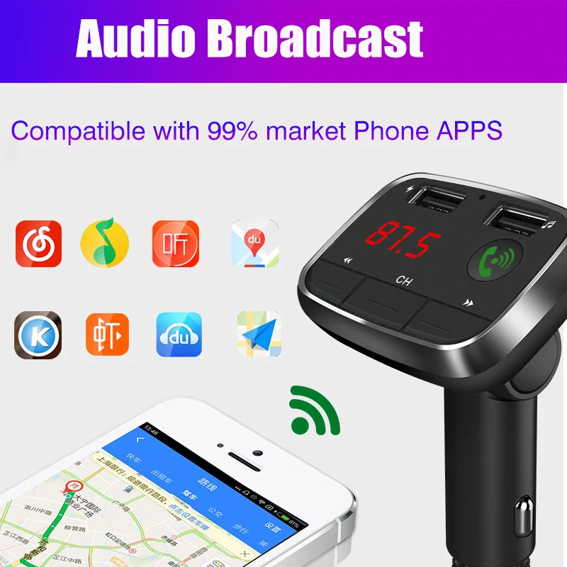 JINSERTA Автомобильный MP3 аудио плеер HandsFree беспроводной Bluetooth fm-передатчик автомобильный комплект 2 USB порта Поддержка TF карты U диск