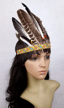 

2019 Dance Stage Performance Headwear Head Band Tribal Feather Headdress Hair Accessories for Halloween Costume