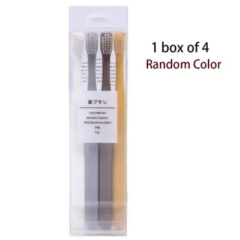 

4Pcs/Set Japanese Family Small Head Toothbrush Soft Nylon Bristles Plain Solid Color Handle Oral Care Clean Tool Portable Random