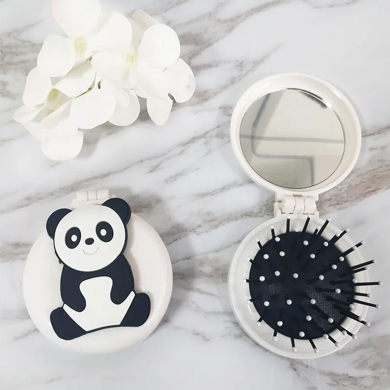 Cartoon Dream Comb Portable Travel Air Bag Massage Cute Cartoon Animal Pattern Folding With Mirror Modeling Tool  Mini Brush 5
