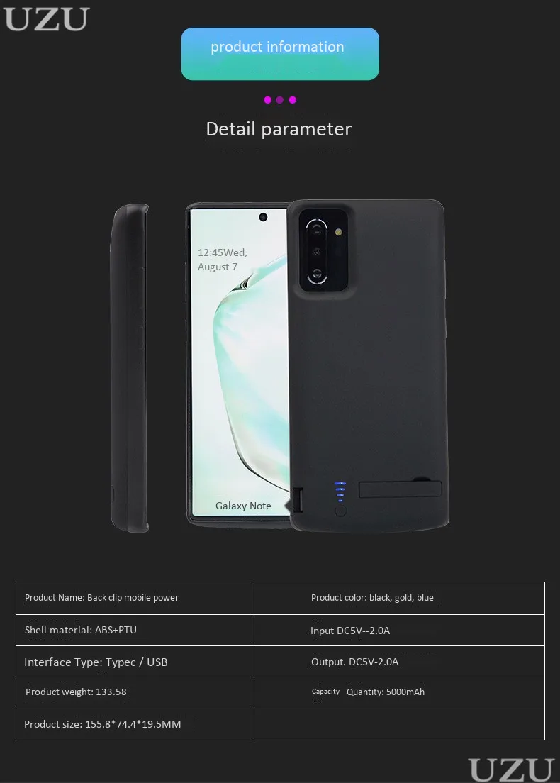 Чехол для зарядного устройства для samsung Galaxy Note 10 Pro, внешняя Портативная подставка, беспроводной зарядный чехол для samsung Galaxy Note 10
