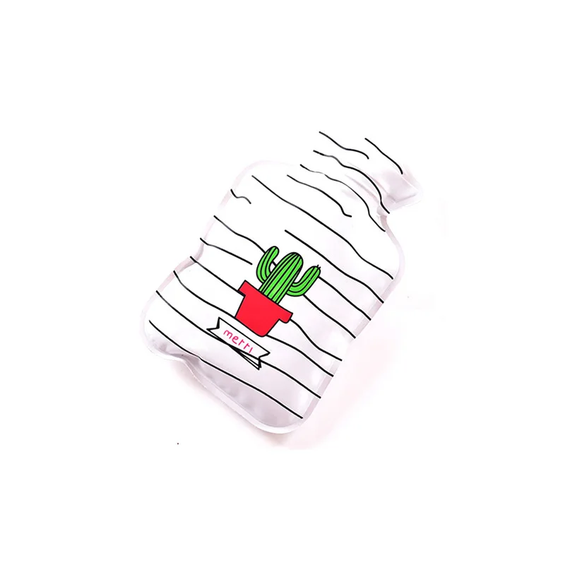 White base cactus(S) Милая бутылка для горячей воды, грелка для рук, наполненная теплой водой и теплая водонепроницаемая сумка для дома - Цвет: White base cactus(S)