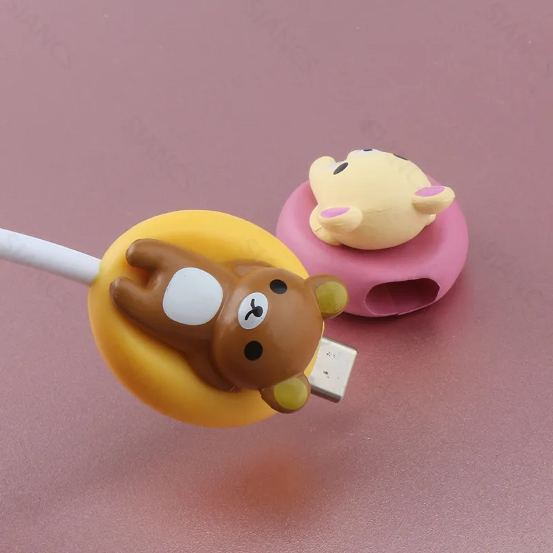 Animal Type C Cable Bite Protector Cute Cartoon Data Line Cord Lovely Silicone USB C Cable Protector Organizer Winder Cover