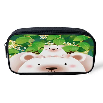 

Mothers Day White Bear Leaves Cartoon Cosmetic Bag Pencil Cases For Girls Pen Bag School Supplies Pouch Kawaii Pencil Box