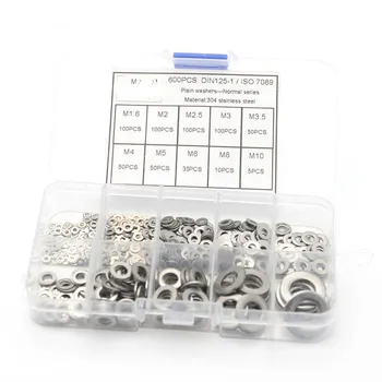 

DIN125 M1.6 M2 M2.5 M3 M3.5 M4 M5 M6 M8 M10 Stainless Steel Flat Washer Plain Washer Gaskets Assortment Kit