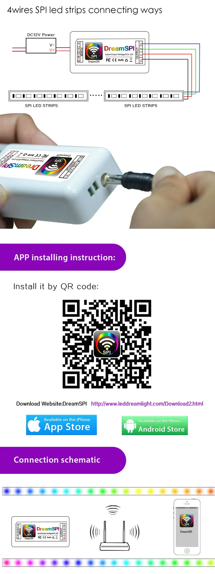 Wifi светодиодный RGB контроллер DC12-24V 10A 3CH Wifi светодиодный волшебный цвет RGB светодиодный контроллер на Android и IOS приложение для SMD3528 5050 светодиодный