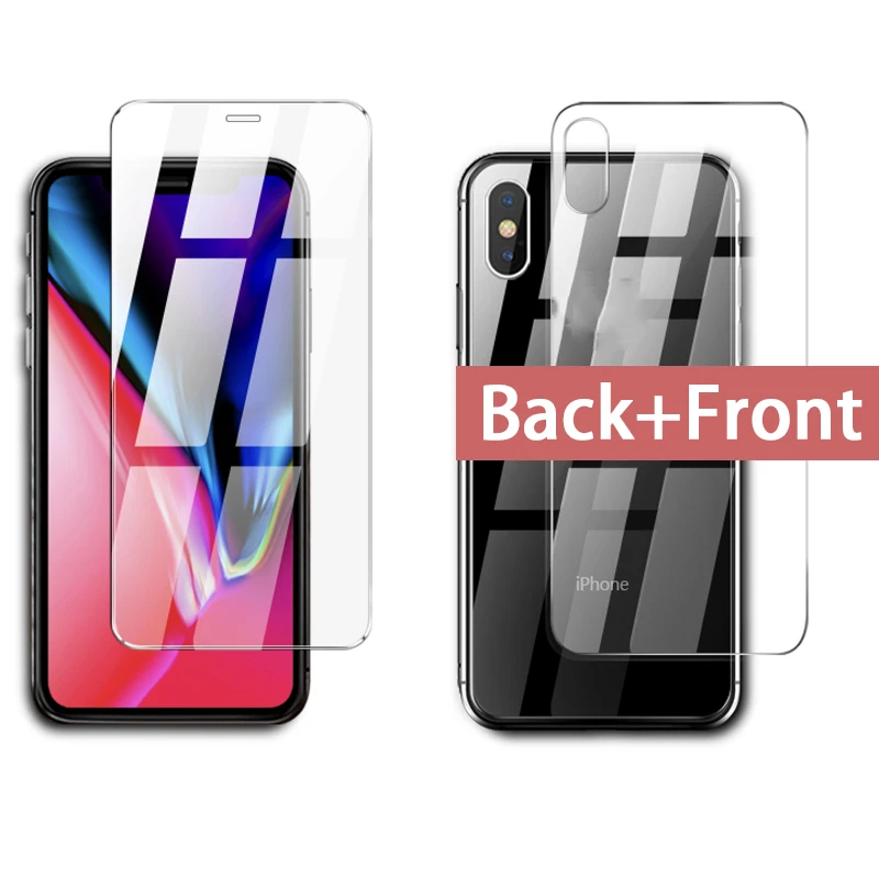  2 in 1 Bildschirm Zurück Gehärtetem Glas auf die für Apple iphone XS 11 Pro Max 6 7 8 Plus iphone 1
