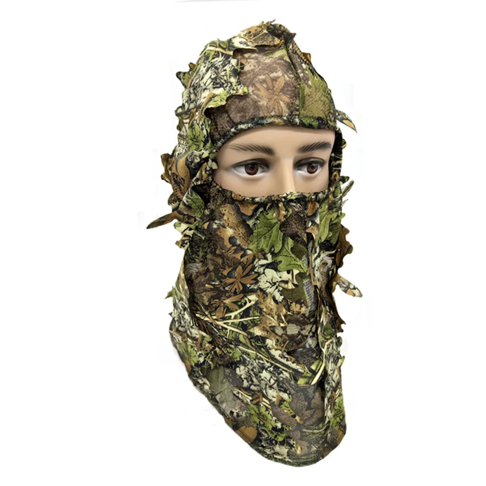 3D Maple Leaves Bionic Camouflage hunting fishing face mask cycling sunproof full face mask jungle photographing camo hat caps